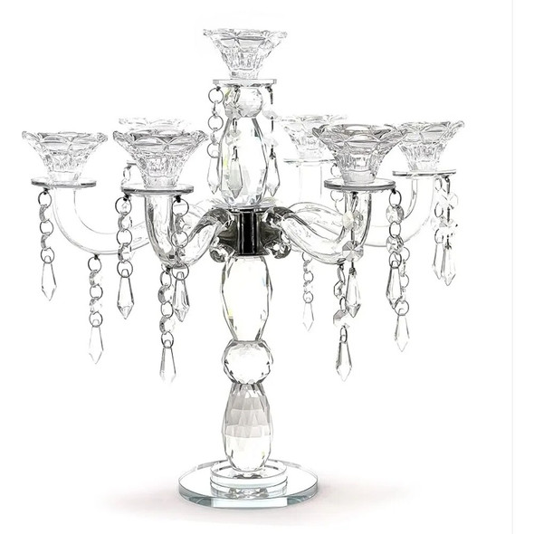 7-Arm Crystal Candelabra Taper Candlestick Candle Holder Party Supplies House Decoration and Table Accessories Vintage Decor