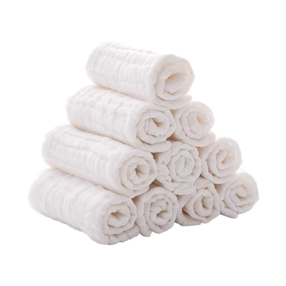 10PCS Cotton Hotel Towels 30cm Kids Face cloth Bath Towel White Absorbent Gauze Small Towel Washcloth