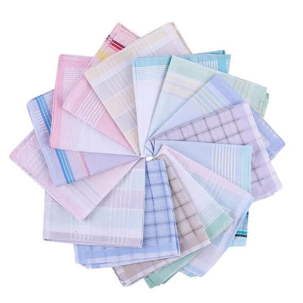 5pcs/Lot 29CM Luxury Cotton Stripe Lace Printed Women Square Handkerchief Ladies Hanky Children Baby Towel Party Christmas Gift