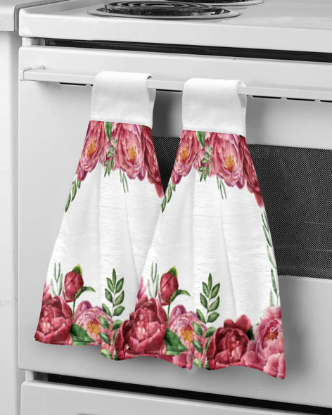 Peony And Eucalyptus Flowers Hand Towels Microfiber Absorbent Soft Children Towel Handkerchief Bathroom Kitchen Dishcloth