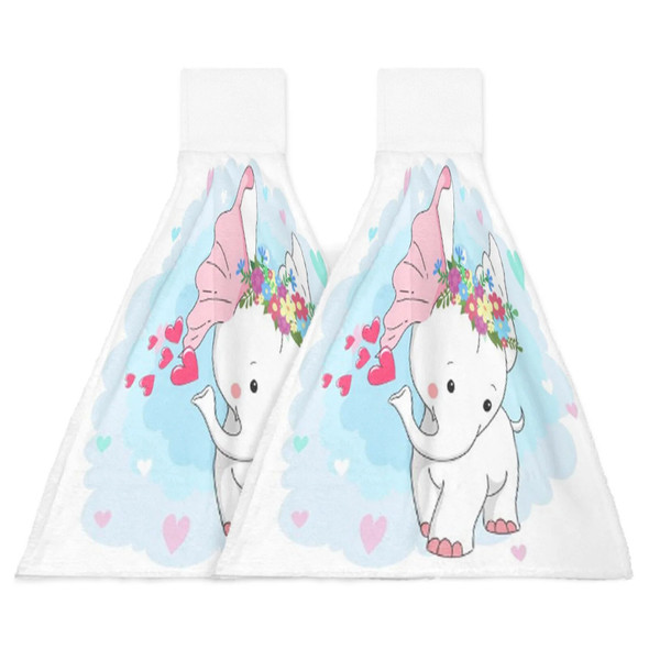 Cute White Baby Elephant Hand Towels Microfiber Absorbent Soft Children Towel Handkerchief Bathroom Kitchen Dishcloth