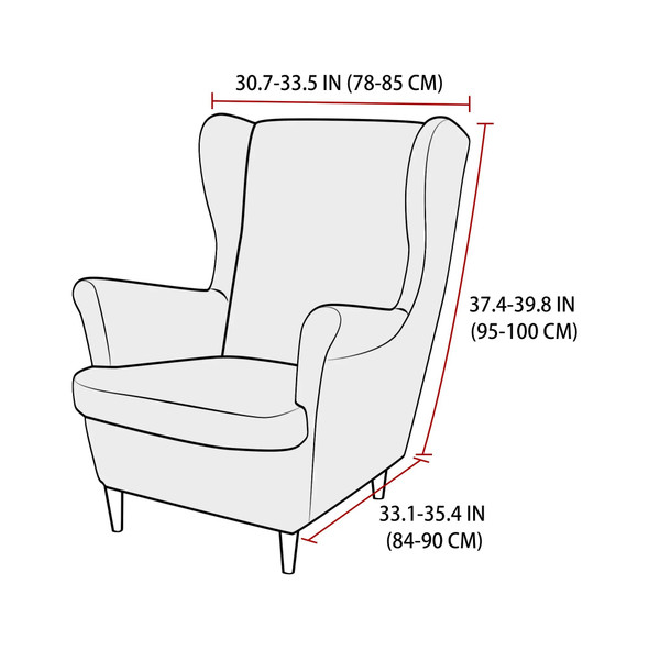 Solid Velvet Soft Warm Wing Armchair Covers High Elasticity Wing Back Stretch Chair Cover Single Sofa Cushion Slipcovers Xmas
