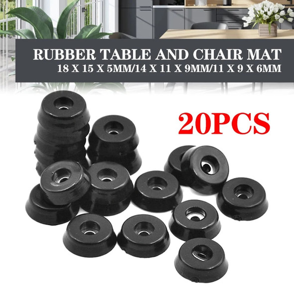 20pcs Black Rubber Feet Table Chair Protector Non-slip Furniture Leg Cover Cabinet Bottom Tile Floor Feet Pads Accessories