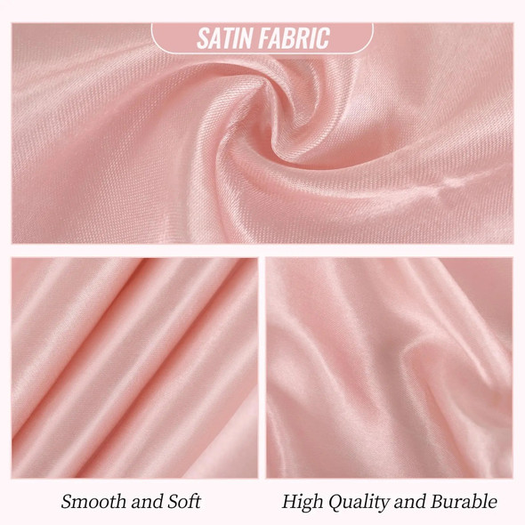 Rose Pink Satin Chair Sashes, Bows Chair Cover, Ribbons for Wedding Banquet Party Baby Shower Event Decorations, 16x275cm, 24Pcs