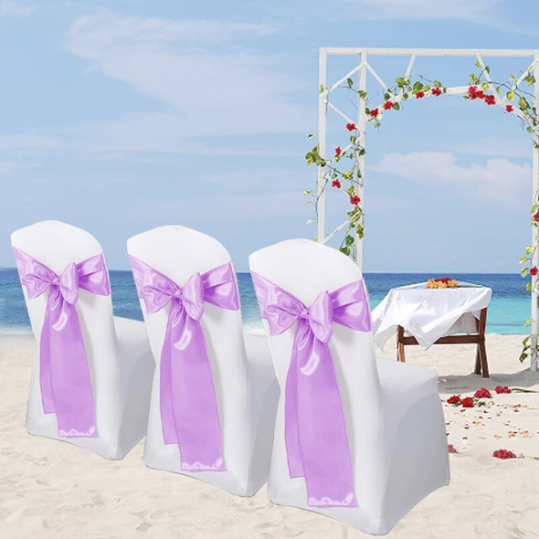 100 Cheap Willow Light Purple Wedding Satin Chair Sash For Wedding Decoration