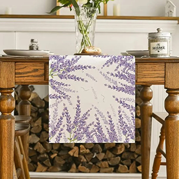 Lavender Spring Table Runner Easter Summer Seasonal Anniversary Holiday Kitchen Centerpieces Suitable Wedding Home Party Decor
