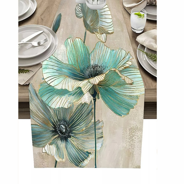 Green Leaf Plant Pattern Table Runners Tropical Rainforest Summer Lotus Leaf Lotus Print Home Party Wedding Coffee Table Decor