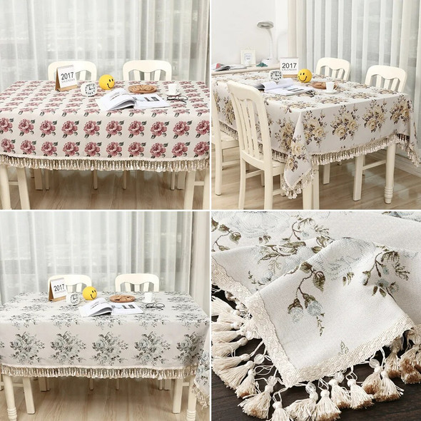 European art jacquard imitation cotton linen tassel table cloth rectangle