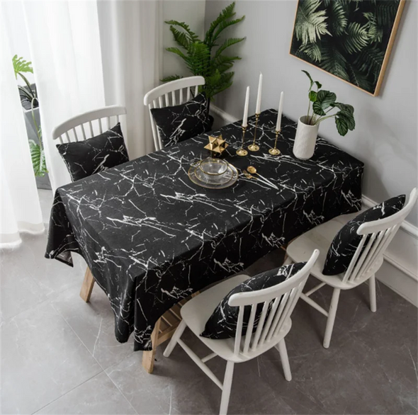 Black Bohemian Ethnic Style Linen Tablecloth Table Dustproof Cover Heat Resistant For Kitchen Dining Room