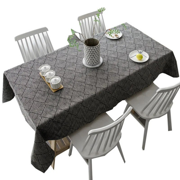 light luxury Nordic style tablecloth Bohemian black tablecloth rectangular simple modern cotton linen tea table
