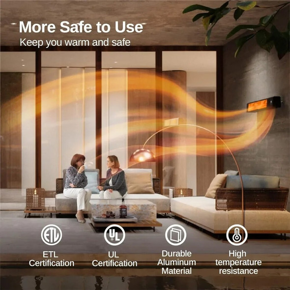 Patio Heater for Commercial Use, 3000W Wall Mounted Electric Infrared Heater, Outdoor Heaters for Patio, Outdoor Heater