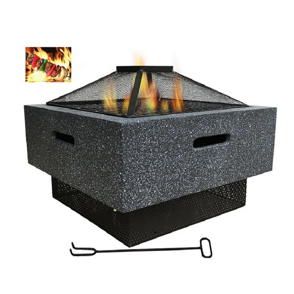Outdoor square grill Patio garden heating stove wood-burning charcoal fire basin Imitation stone fire stove