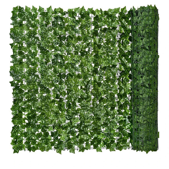 300cm Artificial Ivy Hedge Fence Panels Green Fake Plants Leaf Privacy Fence Screen for Home Courtyard Outdoor Garden Decoration