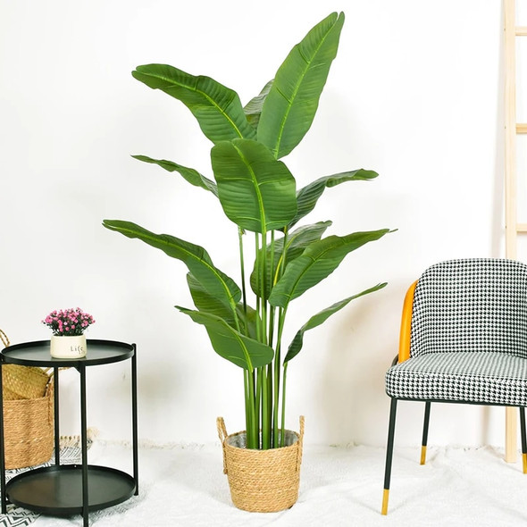 Artificial Bird of Paradise Plant 63'' Fake Palm Tree Feaux Plants in Pot Faux Banana Tree for Indoor Outdoor Home Office Decor