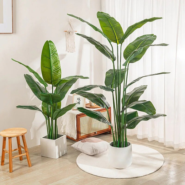 Artificial Bird of Paradise Plant 63'' Fake Palm Tree Feaux Plants in Pot Faux Banana Tree for Indoor Outdoor Home Office Decor