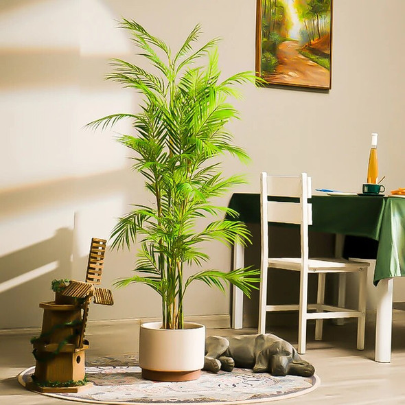 90-180cm Tropical Plants Large Artificial Palm Tree Potted Fake Palm Leafs With Pot Outdoor Tall Plants For Home Holiday Decor