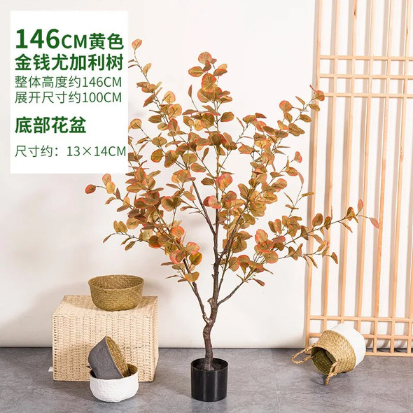 Large Artificial Plant Eucalyptus Tree Home Decoration Fake Money Leaf Tree Outdoor Wedding Garden Decoration Green Potted Plant