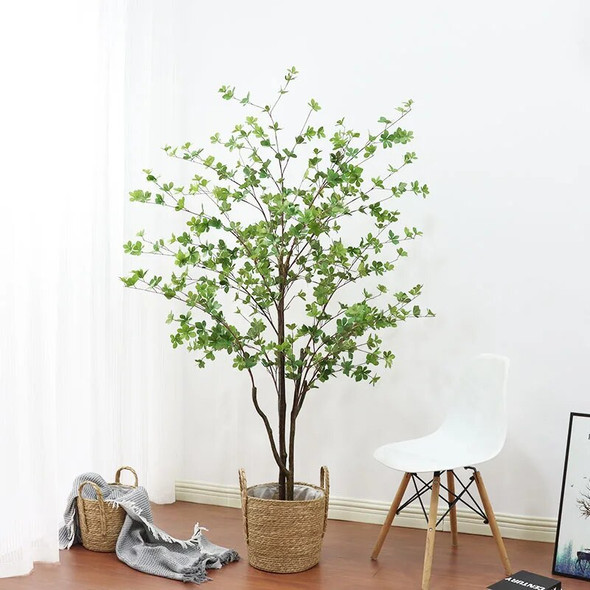 Large Artificial Green Plants Potted Fake Shrub Deciduous Leaves Japan Enkianthus Perulatus Tree for Indoor Outdoor Home Decor