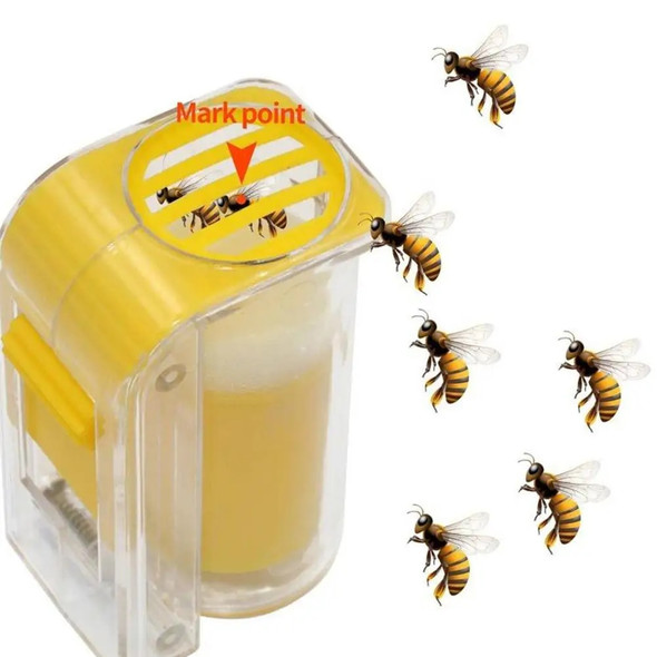 1Pc Bee Queen Marker Bottle Bee Mark Cage Plastic One Handed Marking Catcher With Plunger Plush Garden Beekeeping Supplies