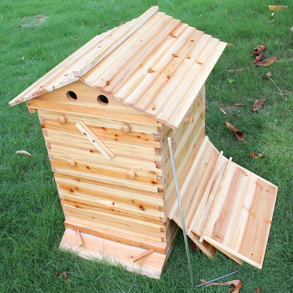 Automatic Wooden Bee Hive House with 7 Nest Wooden Bees Box Beekeeping Equipment Beekeeper Tool for Bee Hive Supply 66*43*26cm