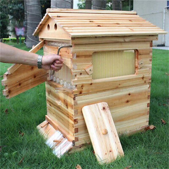 Automatic Wooden Bee Hive House with 7 Nest Wooden Bees Box Beekeeping Equipment Beekeeper Tool for Bee Hive Supply
