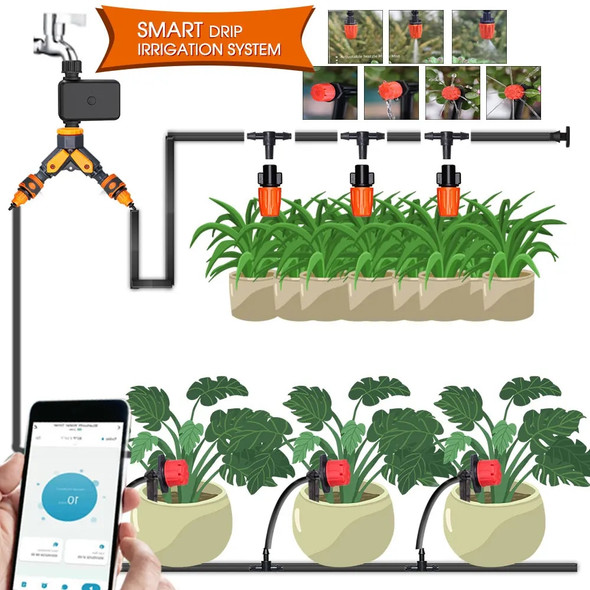 Smart Garden Drip Watering System 1/4”Hose 8-Holes Adjustable Dropper Kit Automatic Irrigation Equipment Gardening Accesorries