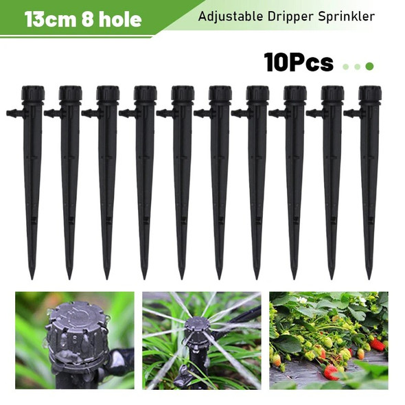 10/50Pcs 8 Hole Garden Sprinkler Watering Drip Dripper Adjustable Irrigation Dripper Automatic Watering Maintenance Equipment