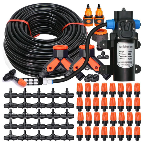 50-5M Garden Automatic Atomizing Irrigation Equipment 1/4" Hose Spraying Watering Kit Adjustable Nozzle Misting Cooling Systems