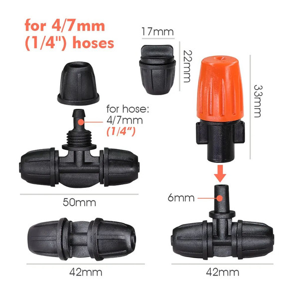 50-5M Garden Automatic Atomizing Irrigation Equipment 1/4" Hose Spraying Watering Kit Adjustable Nozzle Misting Cooling Systems 50-5M Garden Automatic Atomizing Irrigation Equipment 1/4" Hose Spraying Watering Kit Adjustable Nozzle Misting Cooling Systems