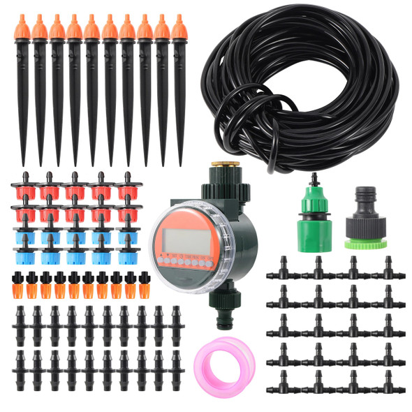 Home Garden Adjustable Automatic Drip Irrigation Misting Spraying Kit With Water Timer Vegetable Flowers Watering Equipment