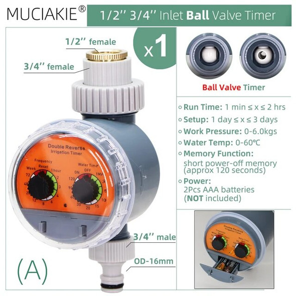 1set 16mm 1/2" 3/4" Garden Watering Timer Irrigation Controller Programmable Valve Mechanical for Automatic Drip Sprinkler Tools
