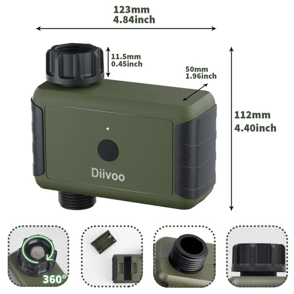 Diivoo Bluetooth Water Timer for Garden, Remote Control Irrigation Timer, Drip Irrigation with Rain Delay and Automatic Watering