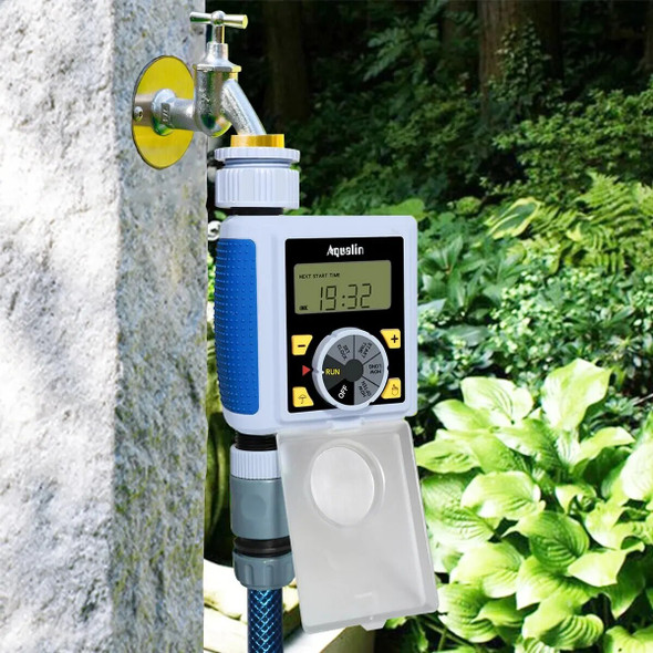 Big Dial&Large Screen LCD Automatic Electronic Water Timer Solenoid Valve Garden Irrigation Controller System Blue