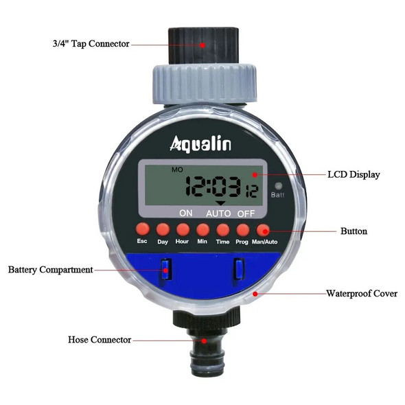 LCD Display Watering Timer Electronic Home Garden Ball Valve 0 Pressure Water Timer For Garden Irrigation Controller