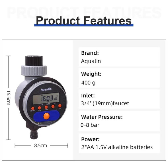 Automatic LCD Display Watering Timer Electronic Home Garden Ball Valve 8 Programs Water Timer For Garden Irrigation