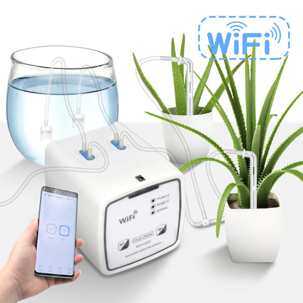 Smart Double Pump Flower Watering Device WIFI Automatic Drip Irrigation Timing Controller APP Remote Control Garden Water Timers