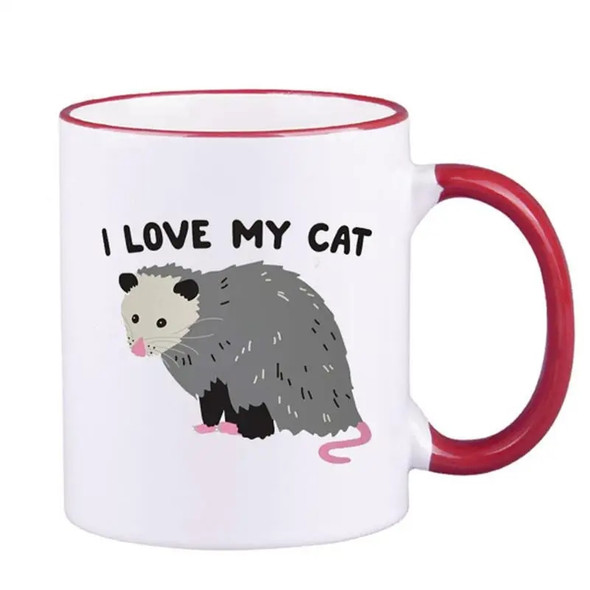 I Love My Cat Coffee Mug, Opossum Mugs, Coffeeware, Drinkware, Teaware, Tableware Friends Gifts, Tea Cup, Whiskey, Beer Mugs