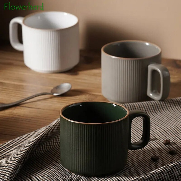 New Vertical Stripes Ceramic Ceramic Mug 220ml Cafe Home Porcelain Tea Coffee Cup with Handle Teaware Coffeeware