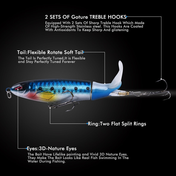 Goture Whopper Popper 10cm/11cm/14cm Topwater FIshing Lure Blowups Pike Baits Rotating Tail Fishing Tackle Crankbait Wobblers