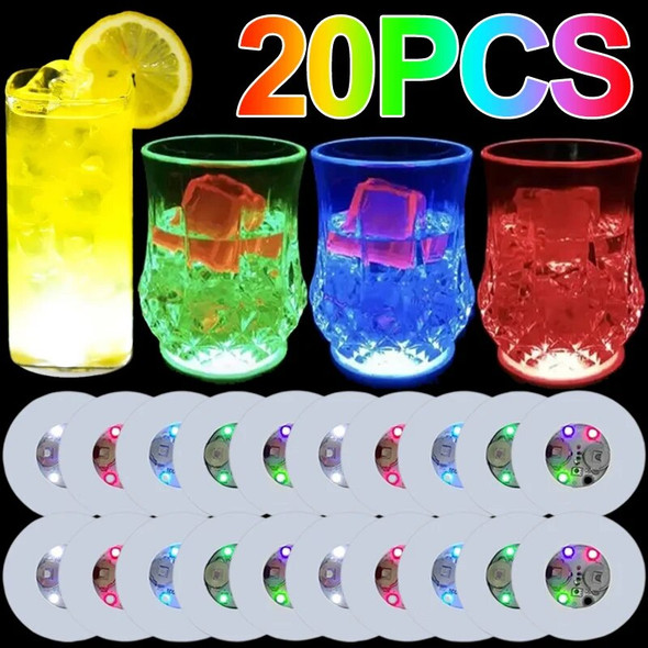 3 Modes LED Coaster Lights Battery Powered Luminous Drinking Glass Cup Pads Lamp Liquor Bottles Coaster Cushion Bars Party Decor