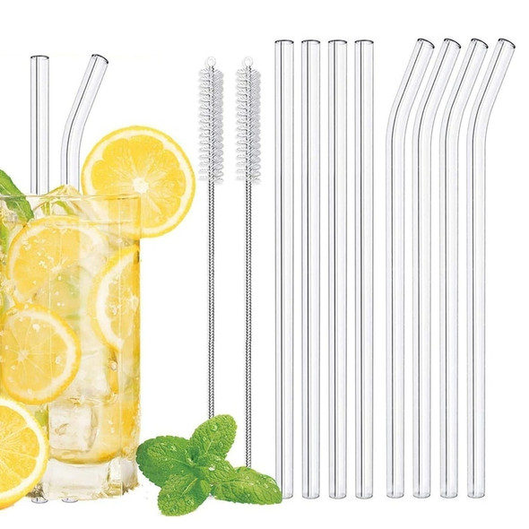 20cm Glass Smoothie Straw, Reusable Clear Drinking Straws for Smoothie Milkshakes Environmentally Friendly Drinkware Straw