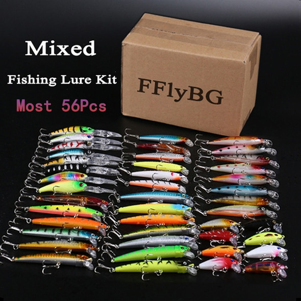56/43/30/20/10/5Pcs Fishing Lures Kit Crankbait Tackle Minnow Popper Pencil Swimbaits Hook Freshwater Saltwater Hard Baits Set