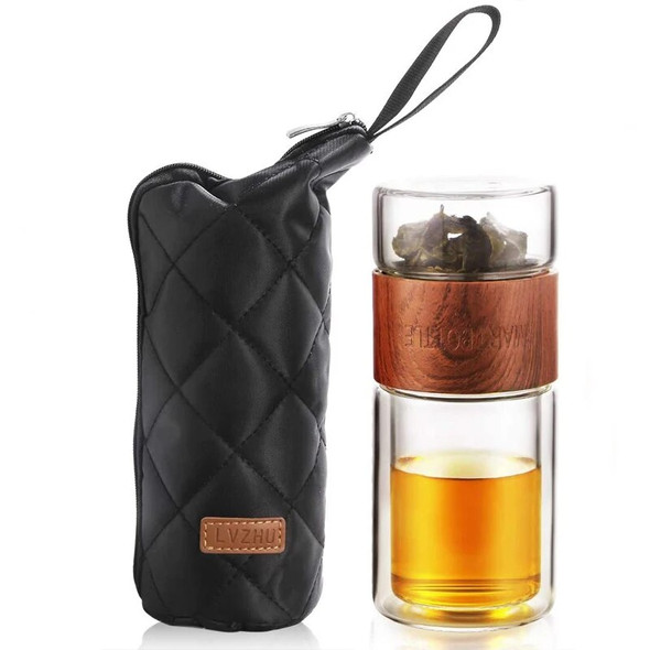 Portable Double Wall Glass Tea Infuser Tumbler Tea Filter Water Bottle Outdoor Travel Drinkware