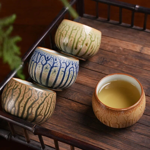 Colorful Ceramic Tea Cup Porcelain KungFu Tea Cup Pottery Drinkware Tableware Teaware Home Office Cafe Coffee Mugs Birthday Gift