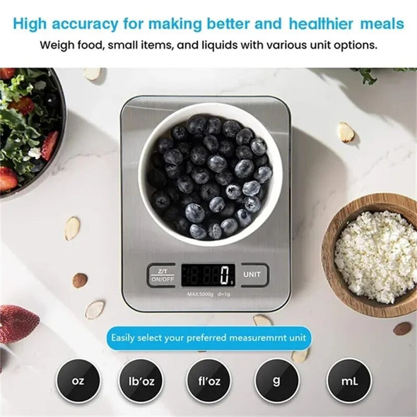 Portable Electronic Digital Kitchen Scale With Timer High Precision LED Display Household Weight Balance Measuring Tools