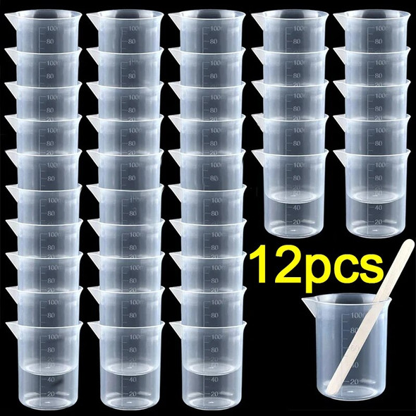 100ML Measuring Cup Transparent Plastic Scale Beaker Cups Lab Chemical Laboratory Container Jugs Durable Kitchen Baking Tool