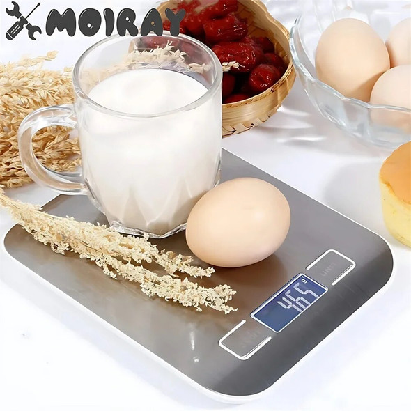 5kg/10kg Stainless Steel Electronic Scale Kitchen Scale Household Food Fruit Snack Weighing Baking Tool