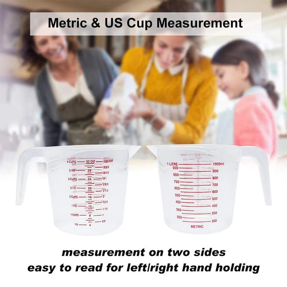 Measuring Cup 250ML 500ML 1000ML Dropshipping Sale Plastic Tip Mouth Jug Pour Spout Transparent Handle For Baking Kitchen Tool