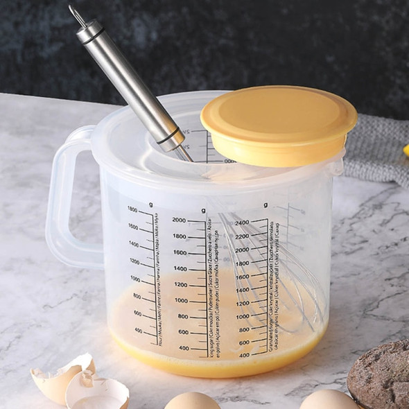 2.5L Large Capacity Baking Measuring Cup Scale Mixing Bowl with Lid Transparent Plastic Mixing Cup for Home Kitchen Plastic Cups