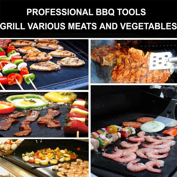 Non-Stick BBQ Grill Mat Baking Mat Cooking Reusable Barbecue Grilling Sheet Heat Resistance Easily Cleaned Kitchen Tools